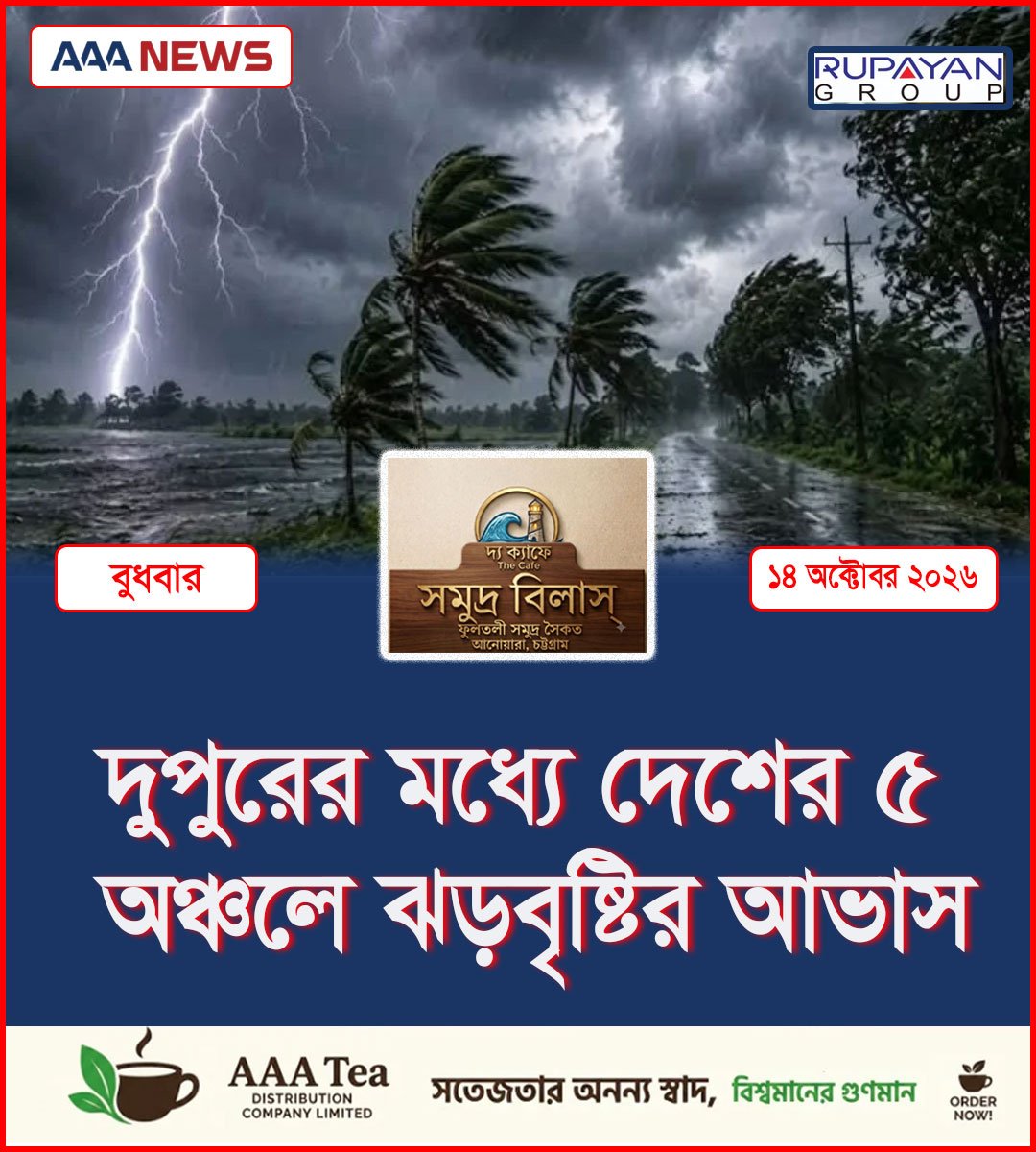 দুপুরের মধ্যে দেশের ৫ অঞ্চলে ঝড়বৃষ্টির আভাস