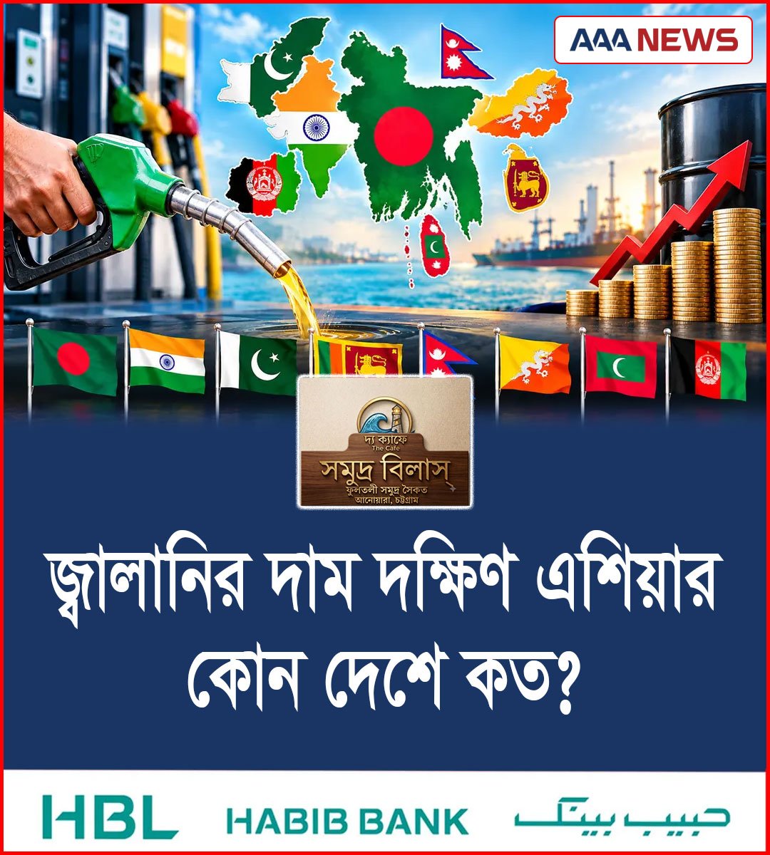 জ্বালানির দাম দক্ষিণ এশিয়ার কোন দেশে কত?
